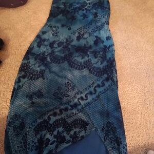 Elegant Blue and Black Lace Dress